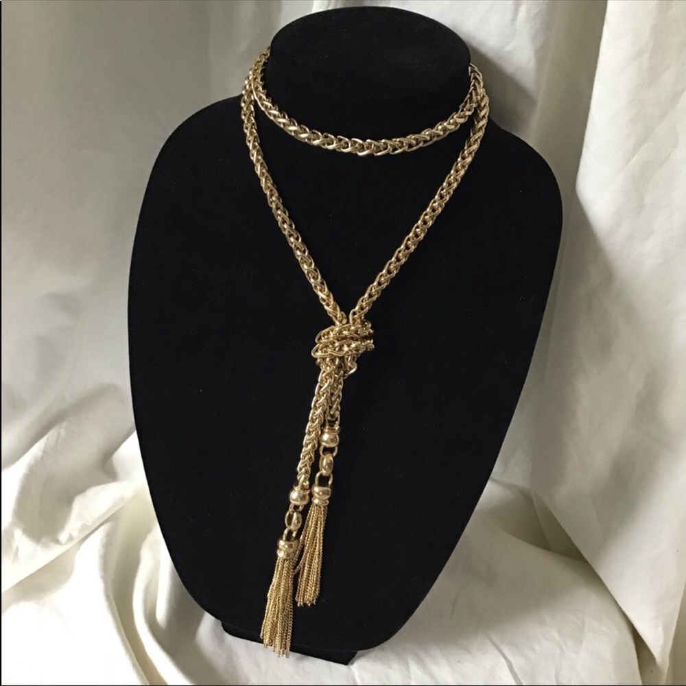Regency rope and tassel gold necklace